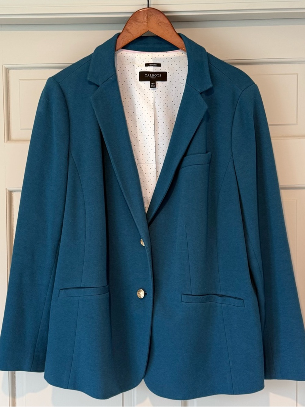 Talbots Teal Blue Ponte Blazer 18W Aberdeen Structured Jacket